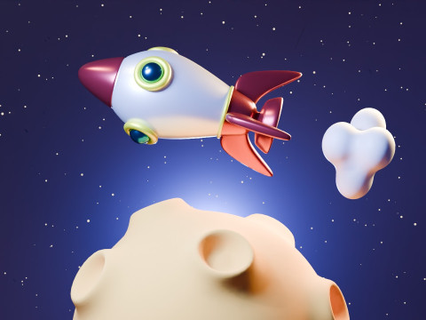 Animation Of A Rocket Traveling On A Planet 3D Model