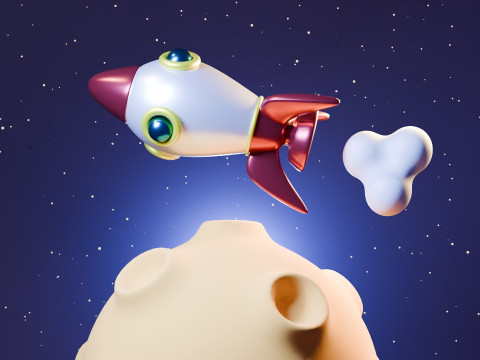 Animation Of A Rocket Traveling On A Planet 3D Model
