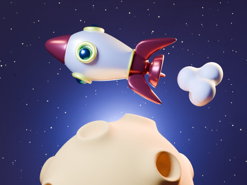 Animation Of A Rocket Traveling On A Planet 3D Model