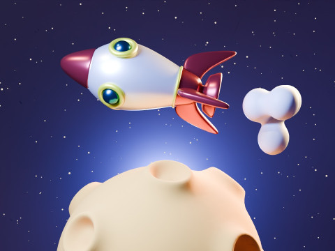 Animation Of A Rocket Traveling On A Planet 3D Model