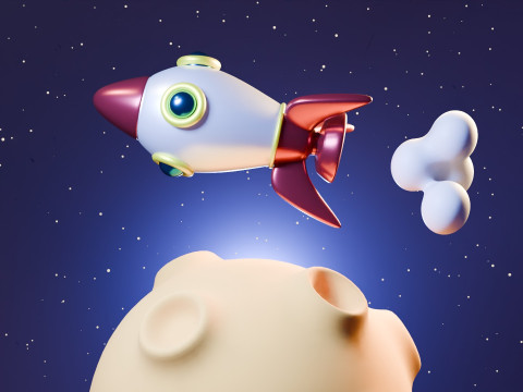 Animation Of A Rocket Traveling On A Planet 3D Model