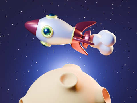 Animation Of A Rocket Traveling On A Planet 3D Model
