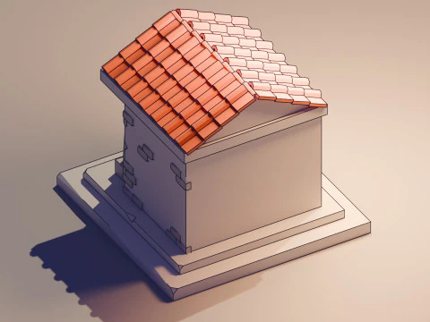 Maison de dessin au trait Modèle 3D
