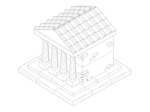 Line Art House 3D Model