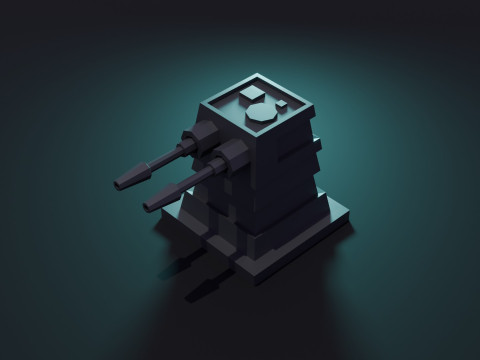 砲塔のアニメーション 3Dモデル