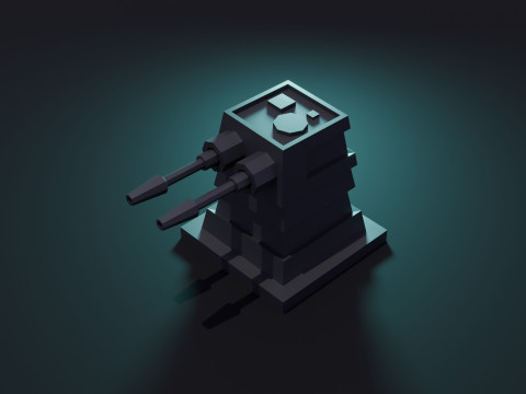 Turret Animation 3D Model