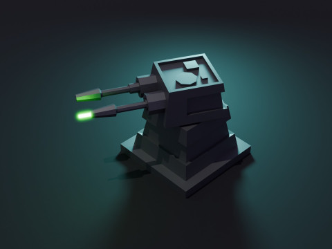 Turret Animation 3D Model