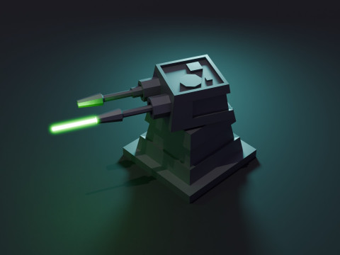 Turret Animation 3D Model