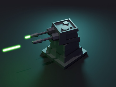 Turret Animation 3D Model