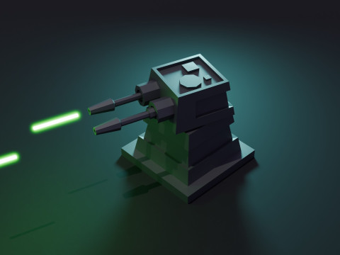 Turret Animation 3D Model
