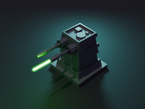 Turret Animation 3D Model