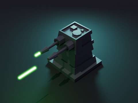 Turret Animation 3D Model