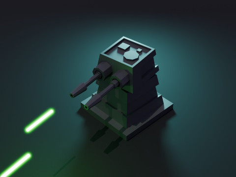 Turret Animation 3D Model