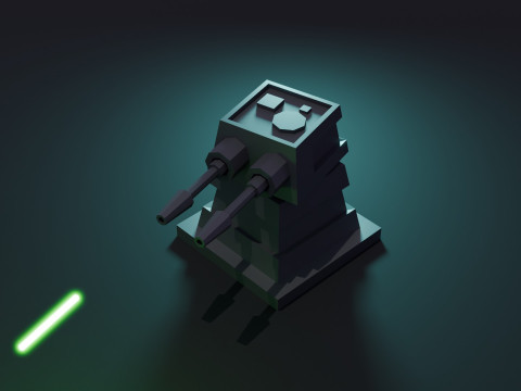 Turret Animation 3D Model