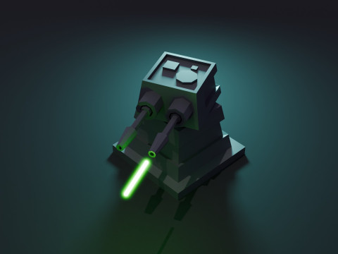 Turret Animation 3D Model