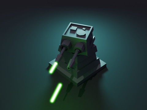Turret Animation 3D Model