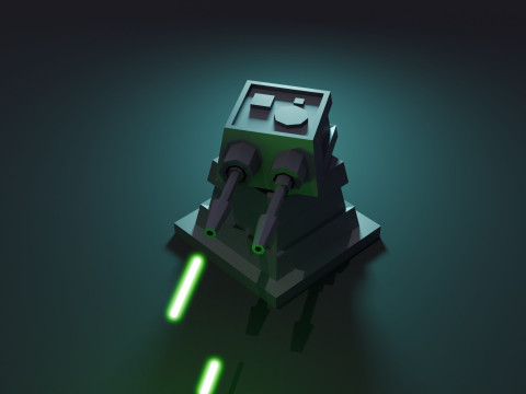 Turret Animation 3D Model