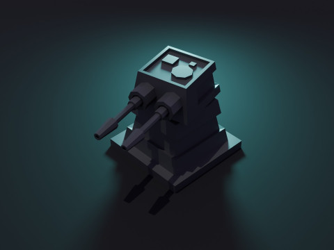 Turret Animation 3D Model