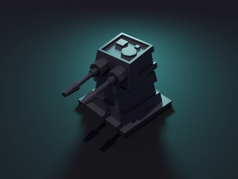 Turret Animation 3D Model