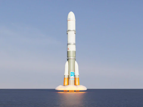 Rocket Launch Animation 3D Model