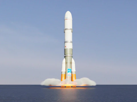 Rocket Launch Animation 3D Model