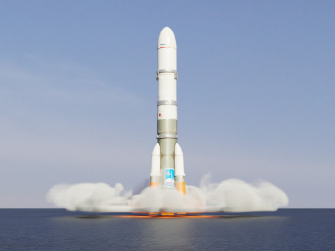 Rocket Launch Animation 3D Модель