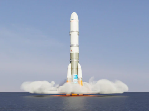 Rocket Launch Animation 3D Model