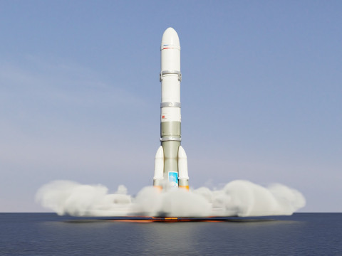 Rocket Launch Animation 3D Модель