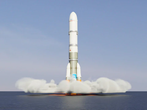 Rocket Launch Animation 3D Model