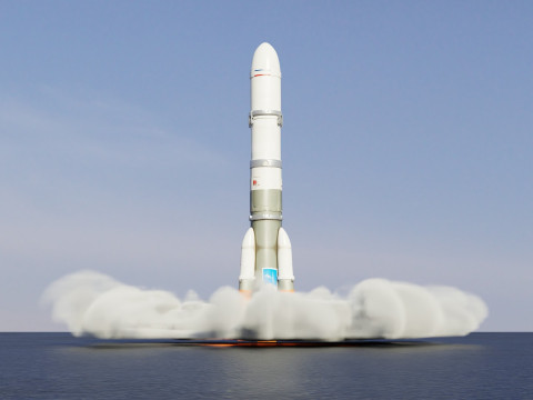 Rocket Launch Animation 3D Модель
