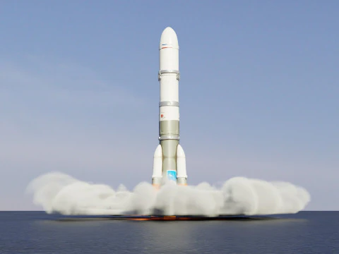 Rocket Launch Animation 3D Model