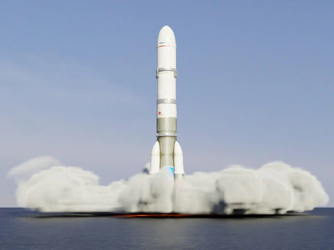 Rocket Launch Animation 3D Model