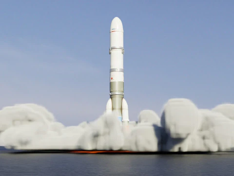 Rocket Launch Animation 3D Model