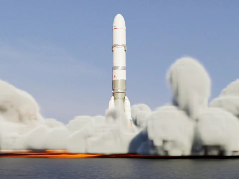 Rocket Launch Animation 3D Model