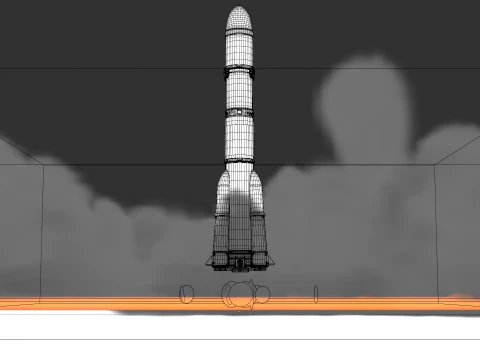 Rocket Launch Animation 3D Model