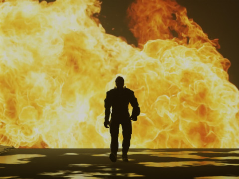 Filmowa animacja chodzącego superbohatera Model 3D