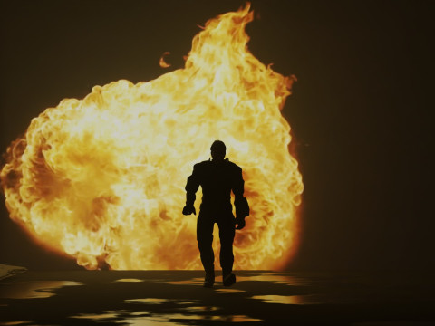 A Cinematic Superhero Walking Animation 3D Model