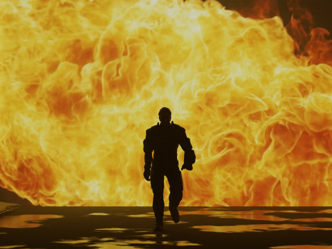 A Cinematic Superhero Walking Animation 3D Model