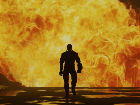 A Cinematic Superhero Walking Animation 3D Model