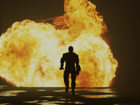 A Cinematic Superhero Walking Animation 3D Model