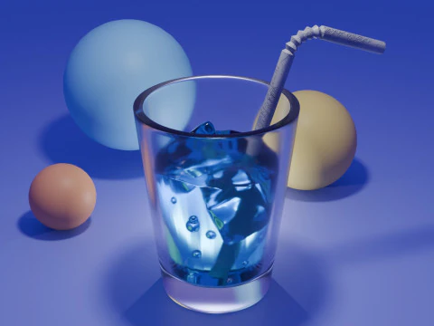 Copo Com Gelo Modelo 3D