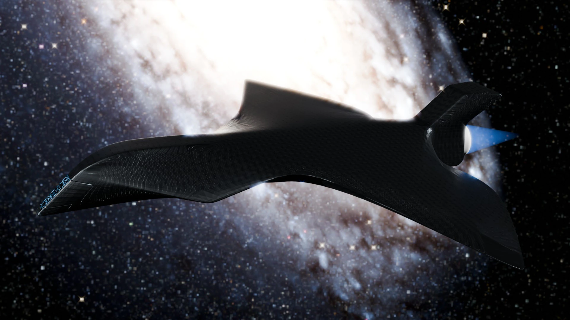 Space Ship in Space Scene 3D Model .c4d .max .obj .3ds .fbx .stl .blend