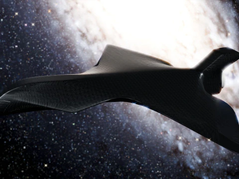 Space Ship in Space Scene 3D Model