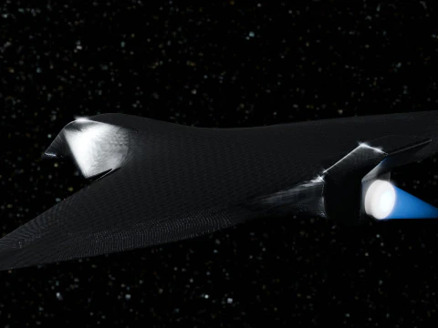 Space Ship in Space Scene 3D Model
