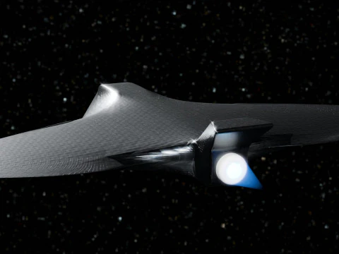 Space Ship in Space Scene 3D Model
