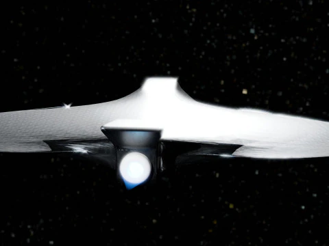 Space Ship in Space Scene 3D Model
