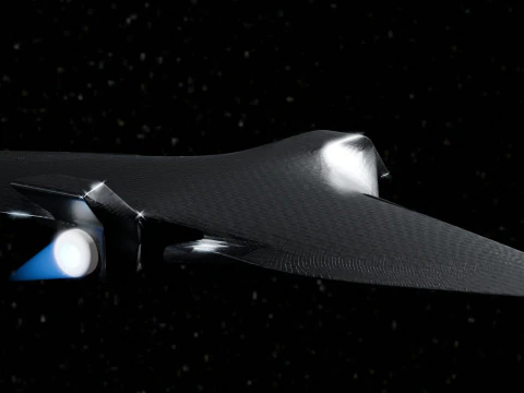 Space Ship in Space Scene 3D Model