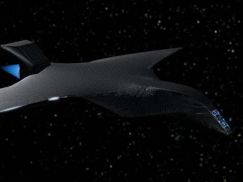 Space Ship in Space Scene 3D Model
