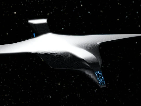 Space Ship in Space Scene 3D Model