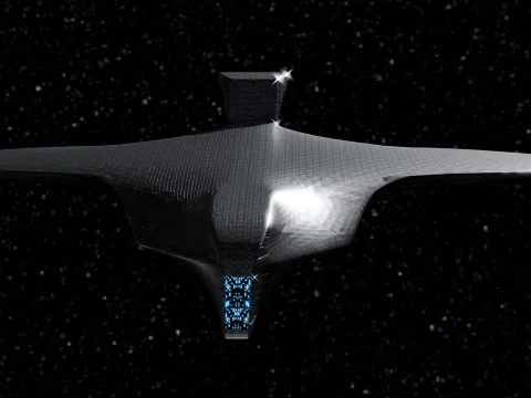 Space Ship in Space Scene 3D Model